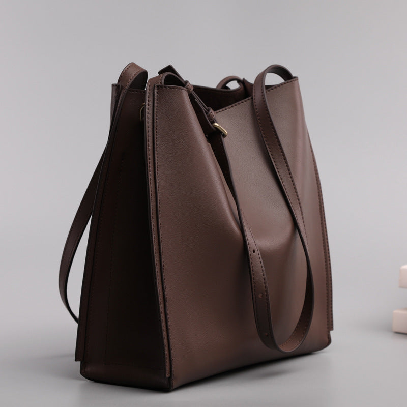 Bolsa de piel auténtica de gran capacidad