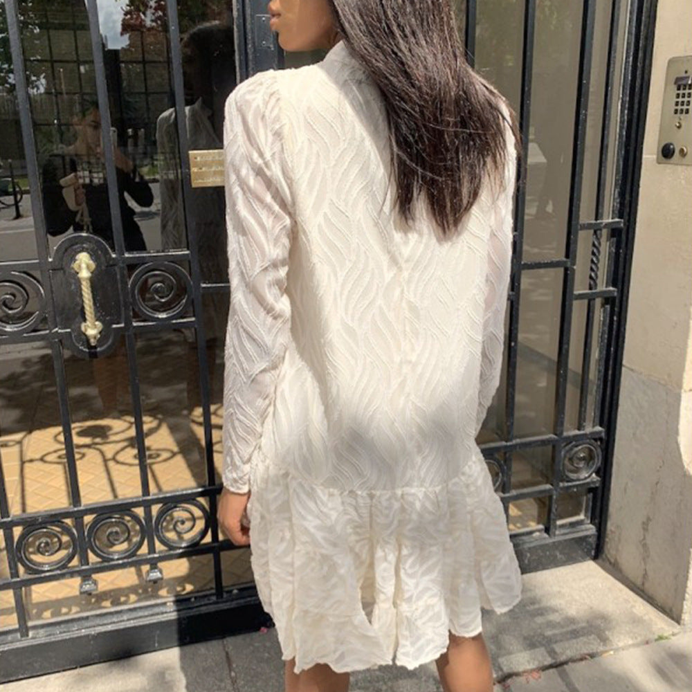 Vestido de manga larga de rayas transparentes
