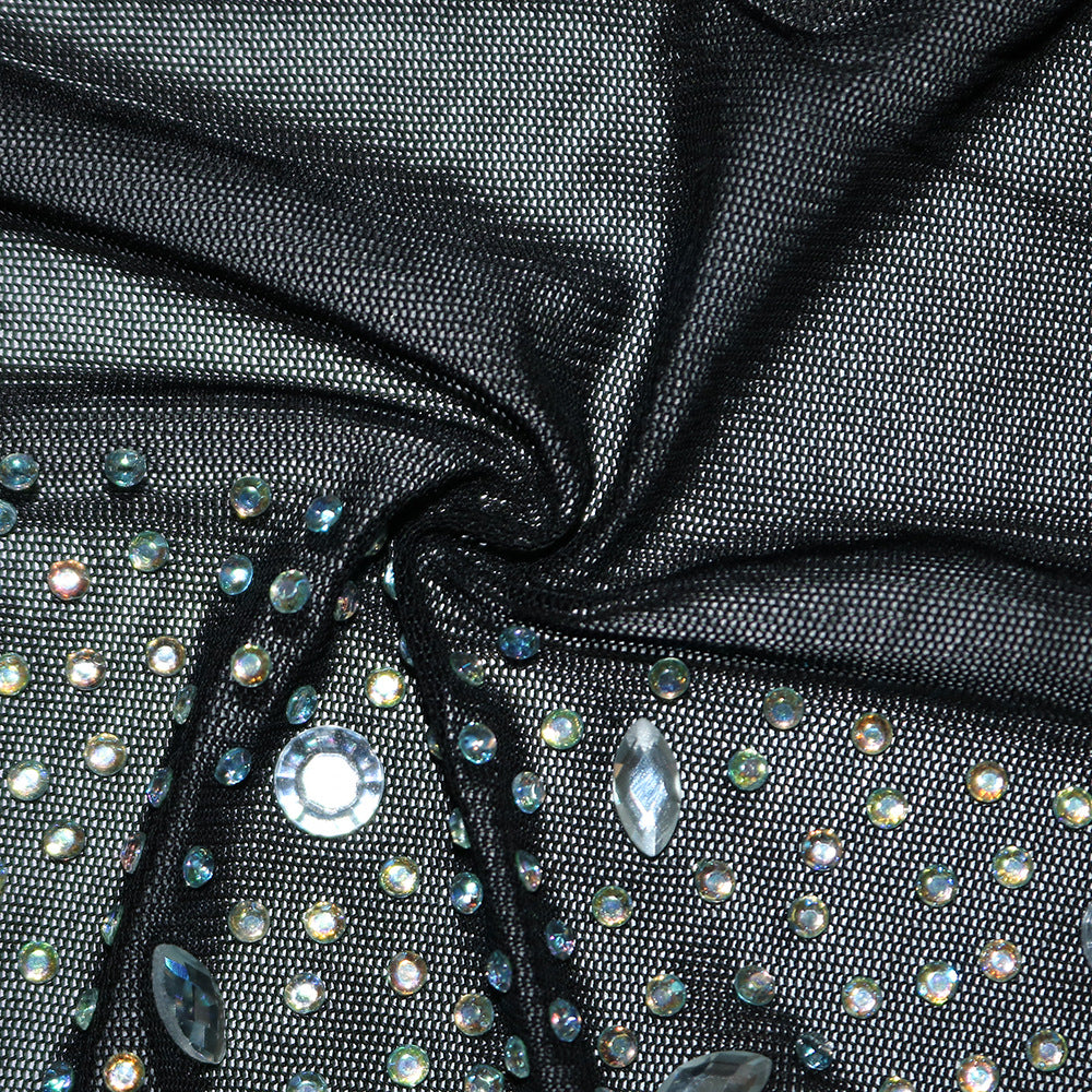 Vestido de Noite Sem Mangas em Strass