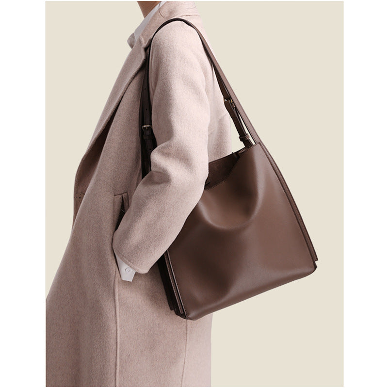 Bolsa de piel auténtica de gran capacidad