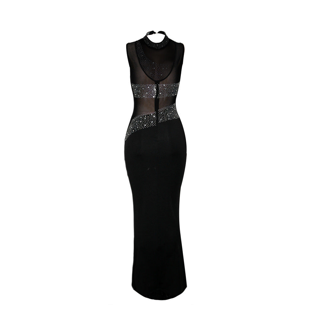 Vestido de noche sin mangas Strass