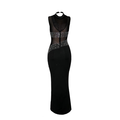 Vestido de noche sin mangas Strass