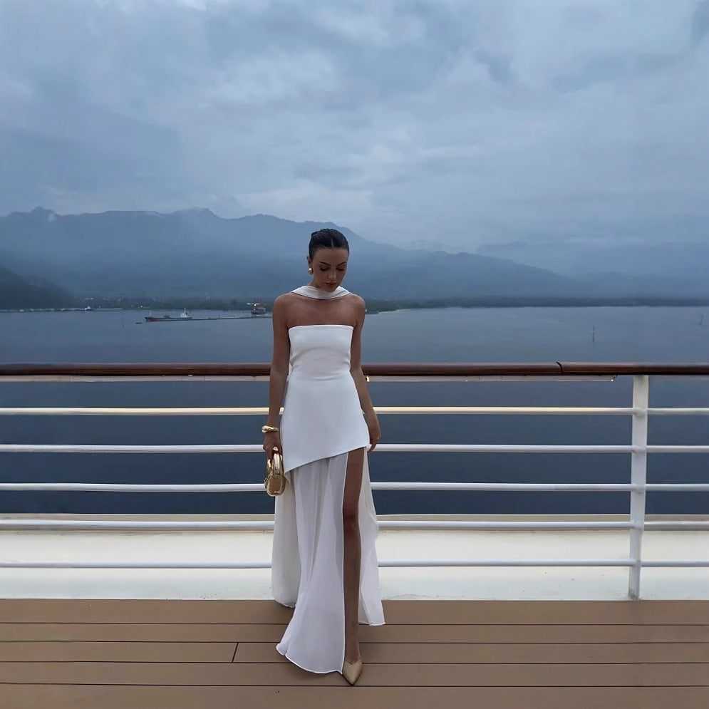 Off-shoulder sleeveless dress- Zino