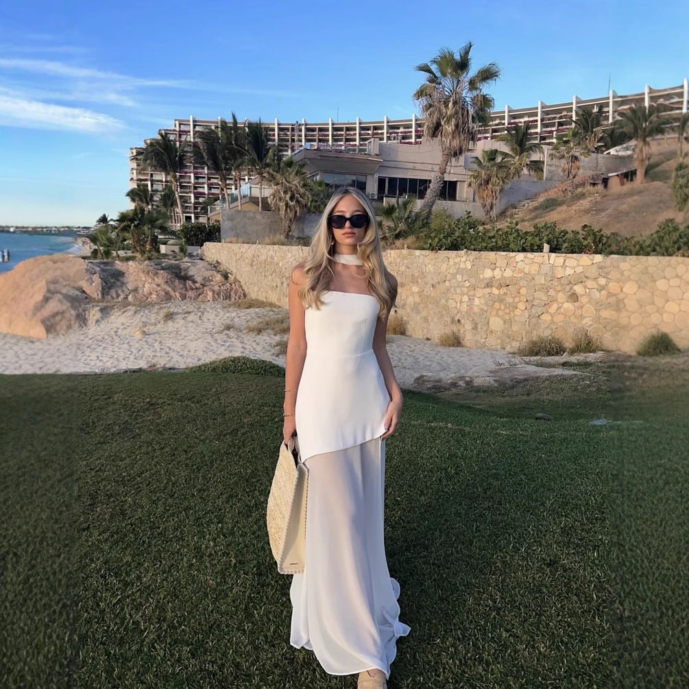 Off-shoulder sleeveless dress- Zino