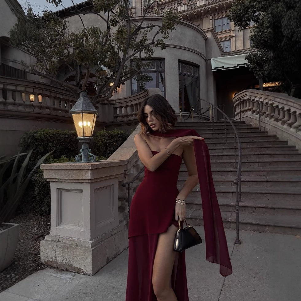 Off-shoulder sleeveless dress- Zino