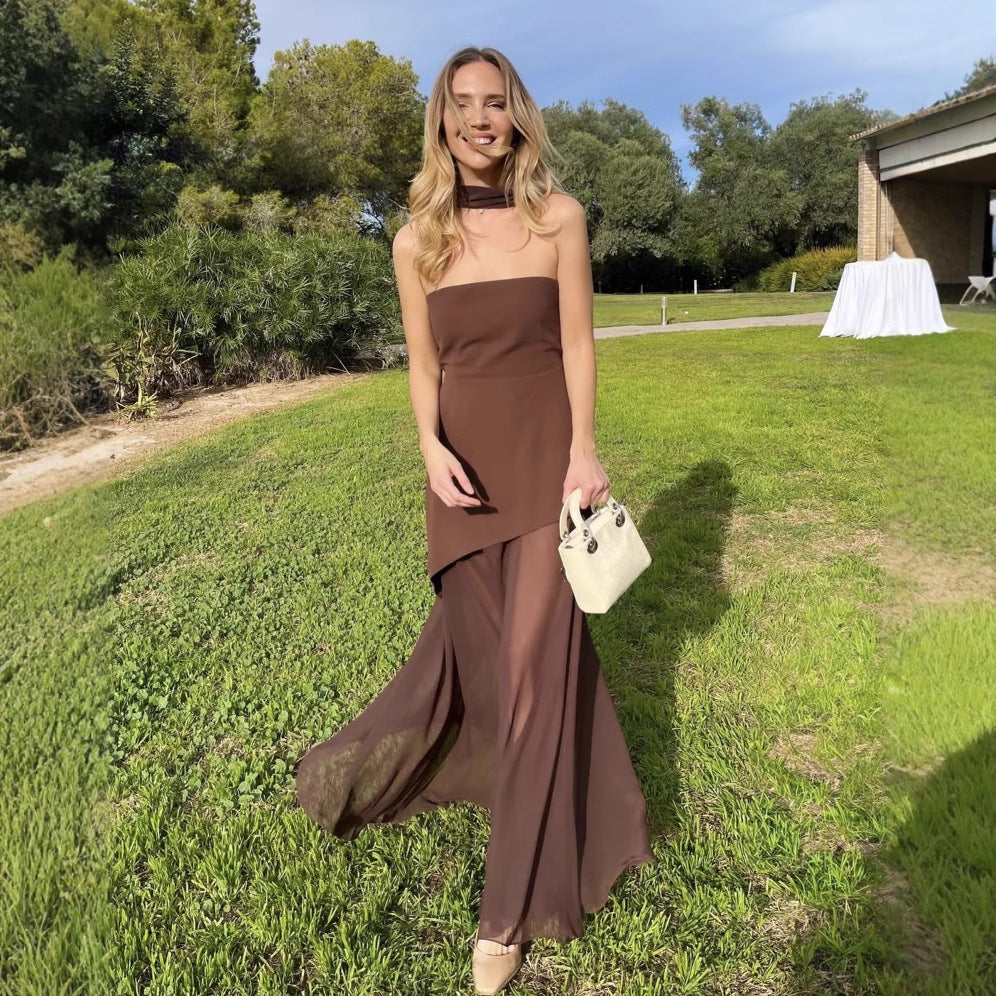Off-shoulder sleeveless dress- Zino