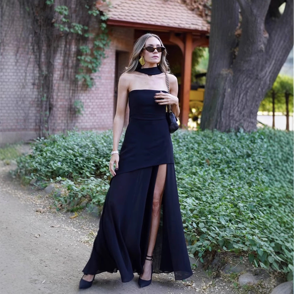 Off-shoulder sleeveless dress- Zino