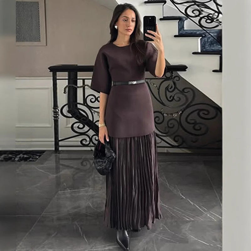 Vestido largo con cintura de encaje - Patchwork