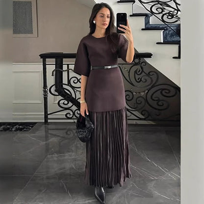 Vestido largo con cintura de encaje - Patchwork