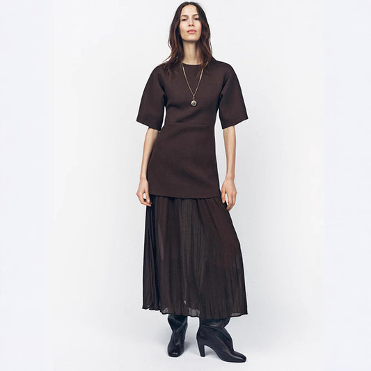 Vestido largo con cintura de encaje - Patchwork